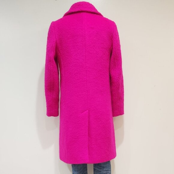 💥UBER GORGE!💥Tailored Double-Breasted Brushed Wool Blend Coat in Fuchsia Pink - Picture 7 of 15